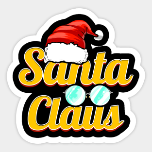 Santa Claus Logo Santas Hat And Glasses Christmas Sticker